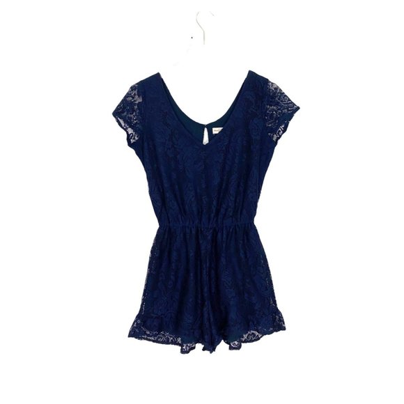 Abercrombie & Fitch Lace Navy Blue Short Romper Small - Picture 2 of 11